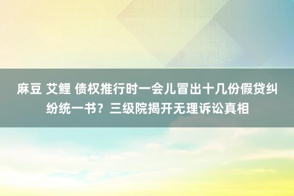 麻豆 艾鲤 债权推行时一会儿冒出十几份假贷纠纷统一书？三级院揭开无理诉讼真相