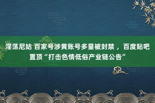淫荡尼姑 百家号涉黄账号多量被封禁 ，百度贴吧置顶“打击色情低俗产业链公告”