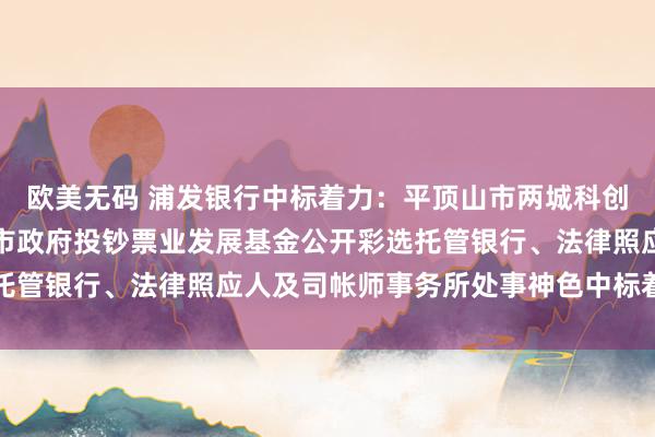 欧美无码 浦发银行中标着力：平顶山市两城科创投资有限公司就平顶山市政府投钞票业发展基金公开彩选托管银行、法律照应人及司帐师事务所处事神色中标着力公告