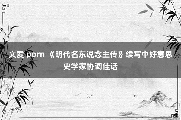 文爱 porn 《明代名东说念主传》续写中好意思史学家协调佳话