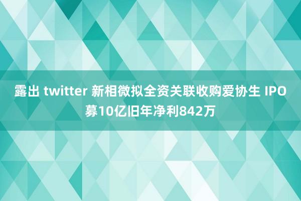 露出 twitter 新相微拟全资关联收购爱协生 IPO募10亿旧年净利842万